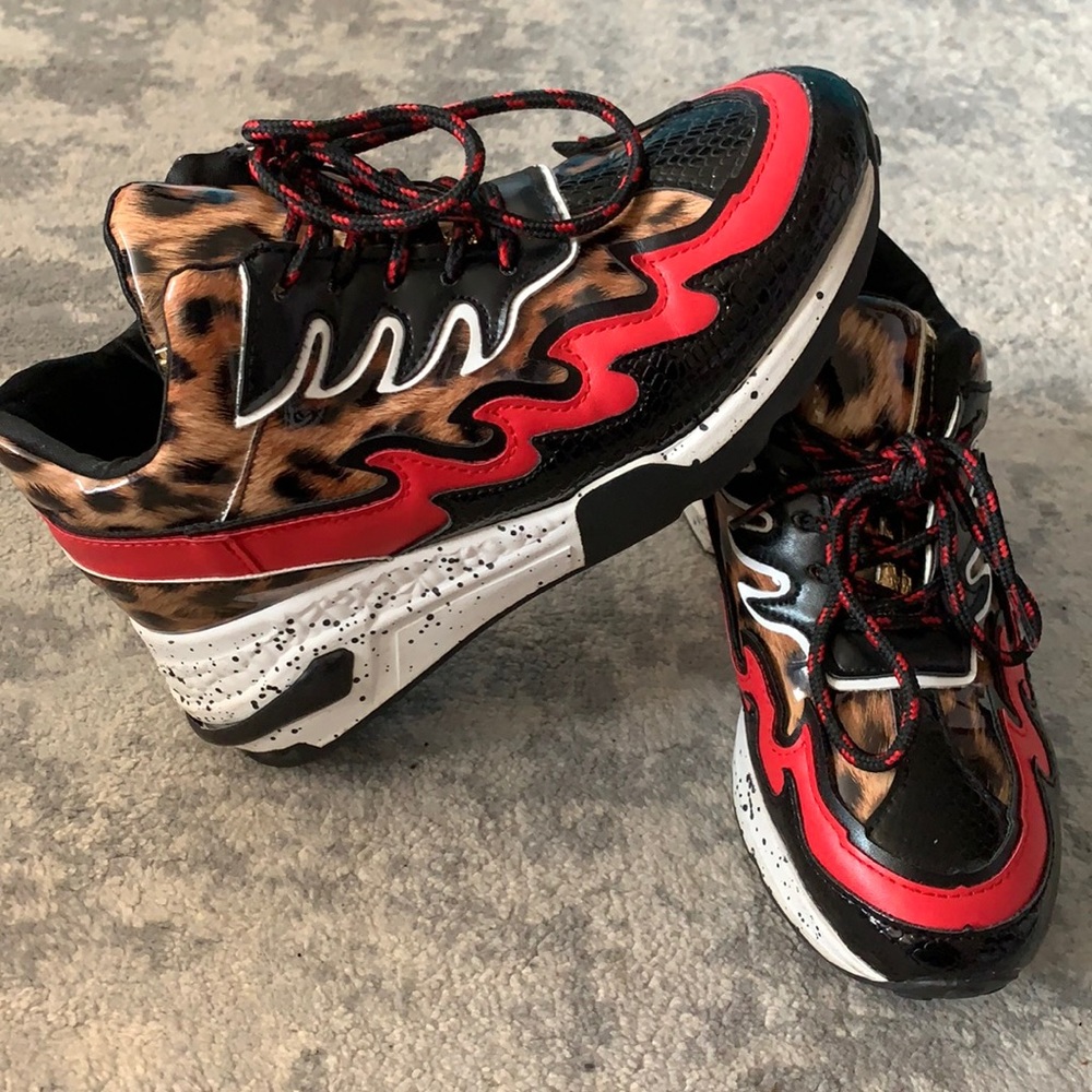 DOLLS KILL leopard flame sneakers